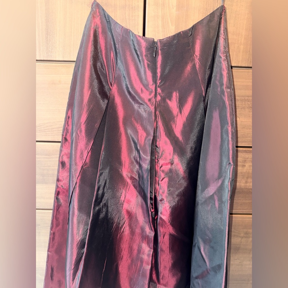 Vintage Cache Burgundy Taffeta Midi Skirt - Picture 4 of 10